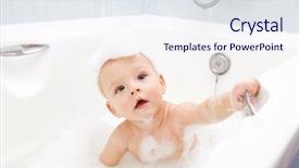  Presentation with baby bath - Slide deck consisting of lovely baby boy taking bath background and a sky blue colored foreground