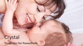  Presentation with diaper - PPT theme with lovely baby in diaper hugging background and a coral colored foreground