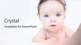  Presentation with eye - PPT theme with lovely baby with blue eye background and a sky blue colored foreground