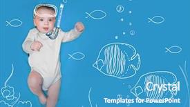  Presentation with fishes - PPT theme consisting of lovely baby with painted mask background and a teal colored foreground