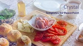  Presentation with sesame seed - Presentation theme featuring lovely-breakfast-of-handmade-sesame background and a sky blue colored foreground