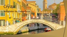  Presentation with canal - Slide set with lovely bridge on the canal of venice background and a gold colored foreground