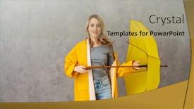  Presentation with cheerful - Audience pleasing slide set consisting of lovely-cheerful-young-woman-wearing backdrop and a mint green colored foreground