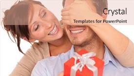  Presentation with christmas presents - Slide deck with lovely christmas couple holding presents background and a coral colored foreground