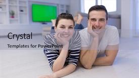  Presentation with living room - PPT layouts having lovely couple enjoying free time background and a light gray colored foreground