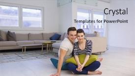  Presentation with living room - PPT theme with lovely couple enjoying free time background and a  colored foreground