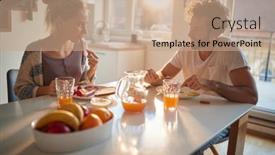  Presentation with breakfast - Cool new slides with lovely-couple-having-breakfast-together backdrop and a coral colored foreground