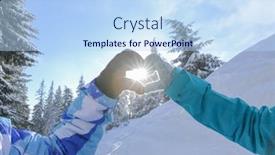 Presentation with resort - Slides consisting of lovely couple holding hands in shape of heart at snowy resort winter vacation background and a light blue colored foreground