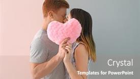  Presentation with color pink - Theme having lovely couple with pink heart on color background background and a coral colored foreground