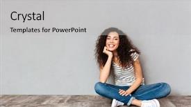  Presentation with love between man and woman - Theme with lovely curly woman in casual background and a light gray colored foreground