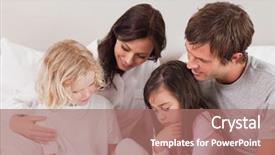  Presentation with family reading - Slides featuring lovely family reading a book in a bedroom background and a coral colored foreground