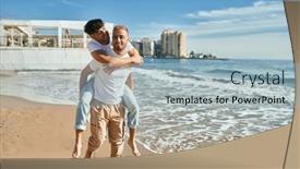  Presentation with gay - Colorful slide deck enhanced with lovely-gay-couple-on-piggyback backdrop and a light blue colored foreground