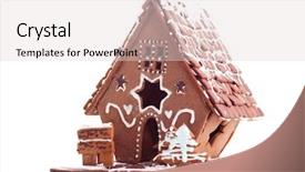  Presentation with gingerbread house - Slide set enhanced with lovely gingerbread house on white - sweet food background and a light gray colored foreground