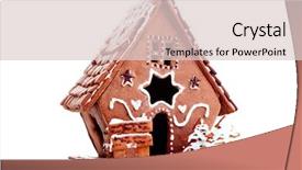  Presentation with gingerbread house - Presentation having lovely gingerbread house on white background and a lemonade colored foreground