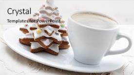  Presentation with coffee cup - Beautiful slide deck featuring tree with cup of coffee backdrop and a light gray colored foreground