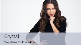  Presentation with lips - PPT theme consisting of lovely girl biting her lips background and a light blue colored foreground