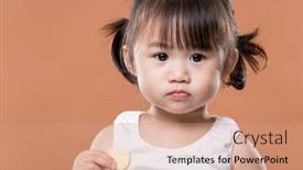  Presentation with biscuit - Theme with lovely girl holding biscuit background and a coral colored foreground