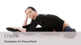  Presentation with black girl - Cool new presentation design with lovely-girl-in-black-leotard backdrop and a light gray colored foreground