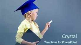  Presentation with graduation kids - PPT layouts having lovely girl in graduation background and a ocean colored foreground