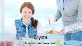  Presentation with camera - Slide deck with lovely girl looking at camera background and a  colored foreground