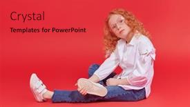  Presentation with curly hair - Slides enhanced with lovely-girl-with-curly-red background and a  colored foreground