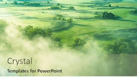  Presentation with green morning - Audience pleasing presentation theme consisting of green field covered with morning backdrop and a soft green colored foreground