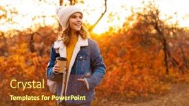  Presentation with takeaway coffee - Amazing slides having lovely-happy-young-girl-walking backdrop and a tawny brown colored foreground