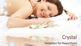  Presentation with white sand - Amazing PPT layouts having lovely lady taking massage backdrop and a  colored foreground