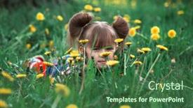  Presentation with green - Beautiful PPT theme featuring lovely-little-five-year-girl backdrop and a ocean colored foreground