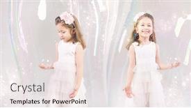  Presentation with soap - PPT theme featuring lovely little girl playing with soap bubbles background and a white colored foreground