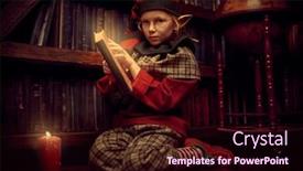  Presentation with magic book - Slide deck enhanced with lovely-little-girl-sits background and a wine colored foreground