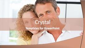  Presentation with lovers - Slides enhanced with lovely lovers looking at the camera at home background and a coral colored foreground