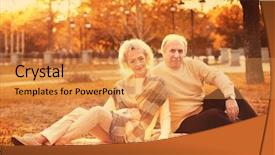  Presentation with autumn - PPT layouts consisting of lovely mature couple in autumn background and a  colored foreground
