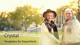  Presentation with movie theater loving couple - Presentation theme with lovely mature couple in autumn background and a  colored foreground