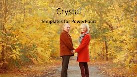  Presentation with autumn - Slide set consisting of lovely mature couple in autumn background and a yellow colored foreground