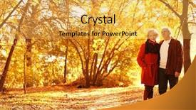  Presentation with movie theater loving couple - Slide deck having lovely mature couple in autumn background and a yellow colored foreground