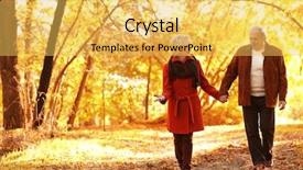  Presentation with autumn - Cool new slides with lovely mature couple in autumn backdrop and a yellow colored foreground