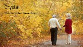 Presentation with movie theater loving couple - Slide deck consisting of lovely mature couple in autumn background and a gold colored foreground