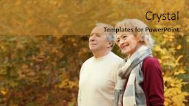  Presentation with autumn - Colorful slide deck enhanced with lovely mature couple in autumn backdrop and a gold colored foreground