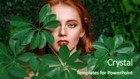  Presentation with green beauty - Cool new slide set with lovely mysterious girl with green backdrop and a forest green colored foreground