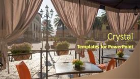  Presentation with cafe - Presentation theme with lovely-outdoor-cafe-in-sicily background and a tawny brown colored foreground