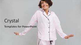  Presentation with pretty girl - Slides enhanced with lovely pretty girl in pajamas background and a light gray colored foreground