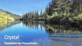  Presentation with forests - Presentation theme with lovely shallow lake in the mountains of california in the smooth water surface reflects coniferous forests background and a teal colored foreground