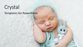  Presentation with baby sleeping - Slide set with lovely sleeping baby with blue background and a sky blue colored foreground