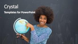  Presentation with woman world - Beautiful theme featuring lovely smile holding globe backdrop and a dark gray colored foreground