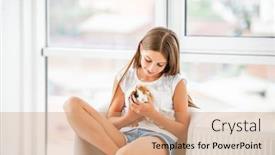  Presentation with guinea pig - Amazing presentation theme having lovely-smiling-kid-girl-holding backdrop and a coral colored foreground