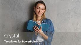  Presentation with diary - Colorful PPT theme enhanced with lovely-smiling-young-attractive-girl backdrop and a gray colored foreground