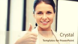  Presentation with yes - Slide set with lovely teenage girl with thumbs background and a  colored foreground