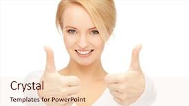  Presentation with teenage love - PPT theme having lovely teenage girl with thumbs background and a lemonade colored foreground