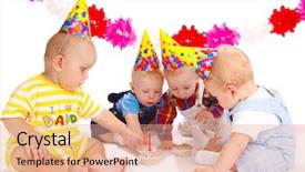  Presentation with toddlers - Slides consisting of toddlers at the birthday party background and a coral colored foreground